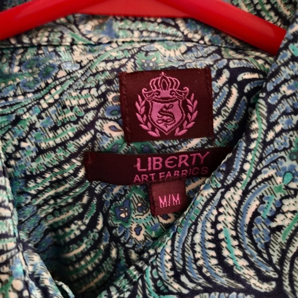 LIBERTY Blue Feather Paisley Cotton Shirt M - Picture 4 of 5